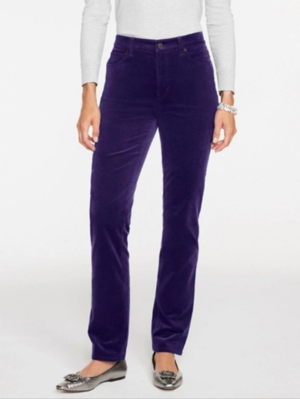 Talbot's Purple Straight-Leg Full Length High Waist Corduroy Pants Size 2P